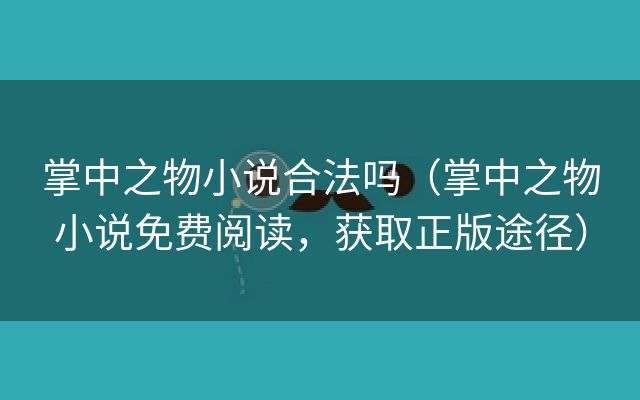 掌中之物小说合法吗（掌中之物小说免费阅读，获取正版途径）